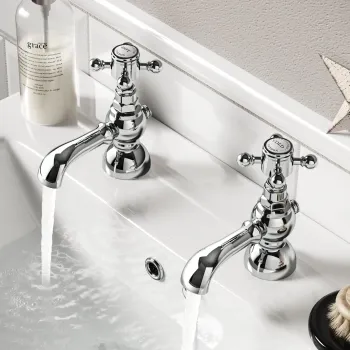 Tweed Traditional Chrome Hot & Cold Basin Taps