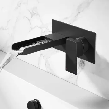 Avon Matt Black Waterfall Wall Mounted Bath Filler