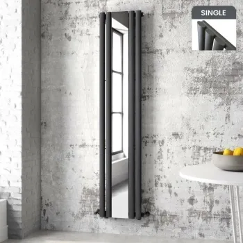 Marseille Anthracite Single Vertical Mirror Radiator 1800x380mm