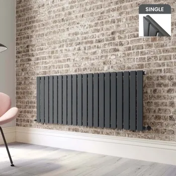 Faro Anthracite Single Flat Panel Horizontal Radiator 600x1400mm