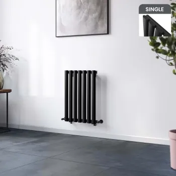 Marbella Matt Black Single Oval Panel Radiator 600x420mm