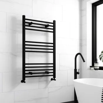 Barcelona Matt Black Straight Heated Towel Rail 1000x600mm