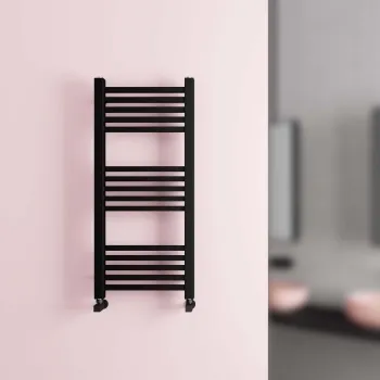 Valetta Matt Black Square Heated Towel Rail 1000x450mm