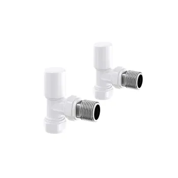 White Angled Manual Radiator Valves (Pair) Standard 15mm