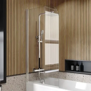 Linz Easy Clean 6mm Chrome Bath Screen - 800mm