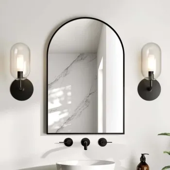 Essence Black Framed Arched Bathroom Mirror 750x500mm