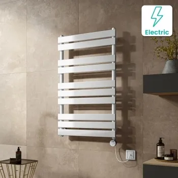 Santorini Electric White Flat Panel Heated Towel Rail 1000x600mm