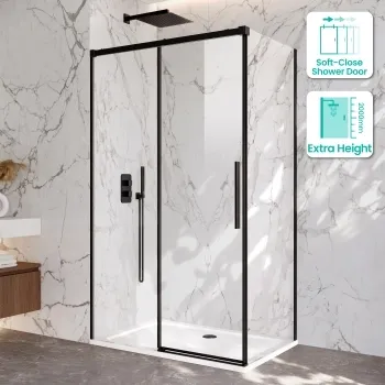 Lisbon Matt Black 8mm Sliding Shower Enclosure 1200x700mm