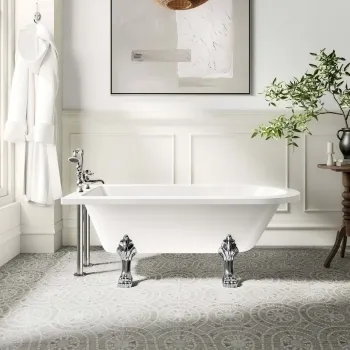 Abingdon 1500mm Single Ended Roll Top Bath - Chrome Feet