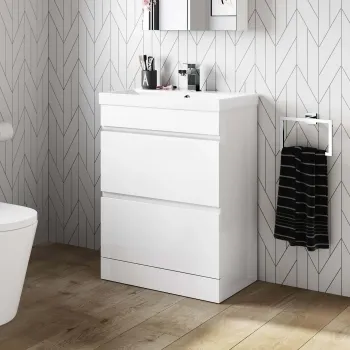 Trent Gloss White Basin Drawer Vanity 600mm