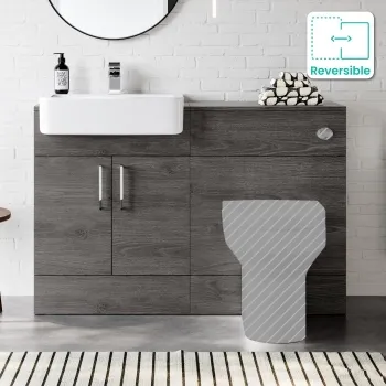 Harper Charcoal Elm Basin Vanity and Back To Wall Toilet Unit 1200mm