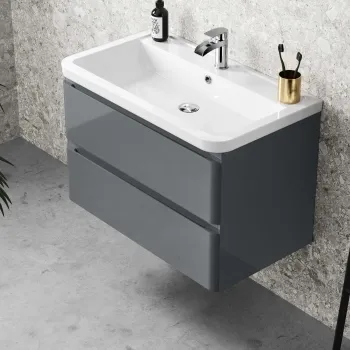 Corsica Storm Grey Wall Hung Basin Drawer Vanity 800mm