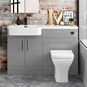 Harper Stone Grey Combination Vanity Basin and Atlanta Toilet 1200mm - Black Accents - Left Handed
