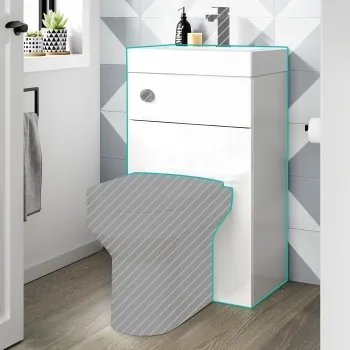 Ohio Gloss White 2-In-1 Combined Wash Basin & Back To Wall Unit 500mm