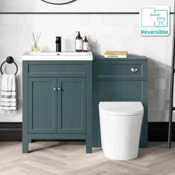 Bermuda Midnight Green Combination Vanity Basin and Boston Toilet 1100mm