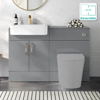Harper Stone Grey Basin Vanity and Back To Wall Toilet Unit 1200mm (Excludes Toilet) - Brushed Brass Accents