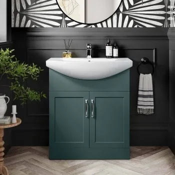 Capri Mystic Green Vanity with Semi Recessed Basin 750mm - Traditional Handles