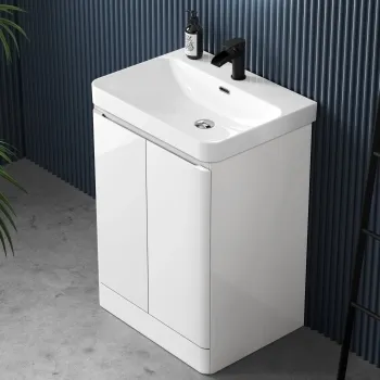 Corsica Gloss White Basin Vanity 600mm