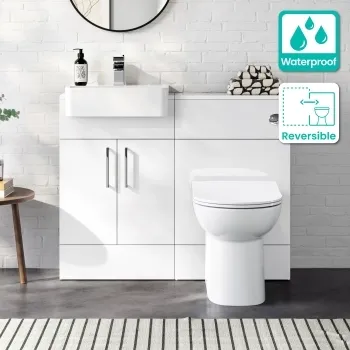 100% Waterproof - Harper Gloss White PVC Combination Vanity Basin & Aruba Toilet 1000mm