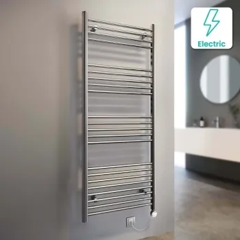 Barcelona Electric Chrome Straight Heated Towel Rail 1600x600mm