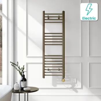 Barcelona Electric Antique Gold Straight Heated Towel Rail 1200x400mm