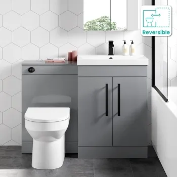 Avon Stone Grey Combination Vanity Basin and Miami Toilet 1100mm - Black Accents