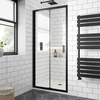 London Matt Black 6mm Bifold Shower Door 900mm