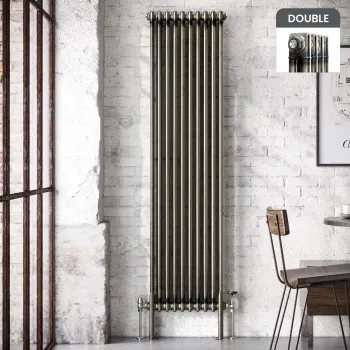 Athens Raw Metal Double Column Vertical Traditional Radiator 1800x470mm