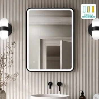 Mila Black Framed Illuminated LED Mirror 800x600mm