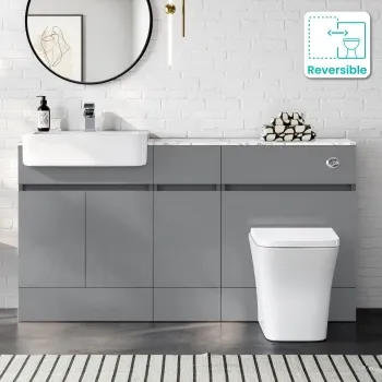Foster Stone Grey Combination Vanity Basin with Marble Top & Houston Toilet 1500mm