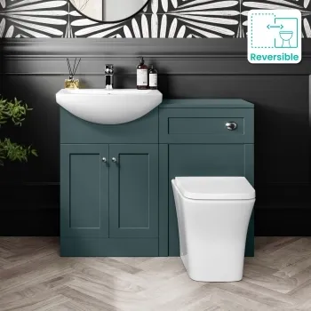 Capri Mystic Green Combination Vanity Basin and Houston Toilet 1050mm - Chrome Handles