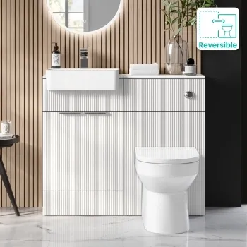 Sicily Fluted Coastal White Combination Vanity Basin and Miami Toilet 1000mm - Chrome Handles