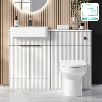 Sicily Fluted Coastal White Combination Vanity Basin and Miami Toilet 1200mm - Chrome Handles