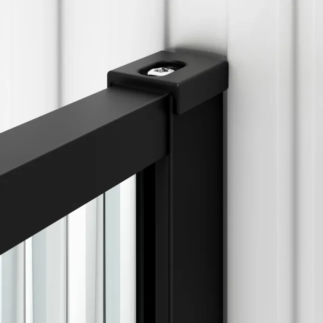 Munich Fluted Effect Matt Black Framed 8mm Wet Room Shower Glass 1400mm & 250mm Pivotal Return Panel