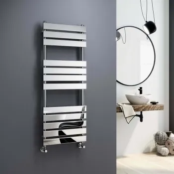 Santorini Chrome Flat Panel Heated Towel Rail 1200x450mm