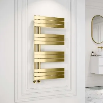 Seville Brushed Brass Designer Flat Panel Heated Towel Rail 1200x600mm