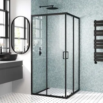 London Matt Black 6mm Corner Entry Shower Enclosure 900x900mm