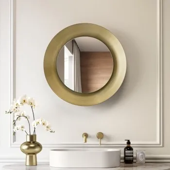 Georgia Pale Brushed Brass Round Illuminated LED Mirror 650mm