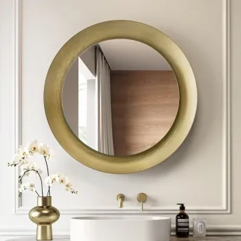 Georgia Pale Brushed Brass Round Illuminated LED Mirror 850mm