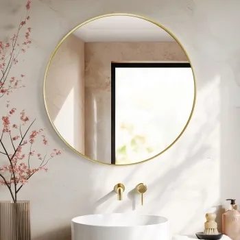 Paris Brushed Brass Round Bathroom Mirror 800mm