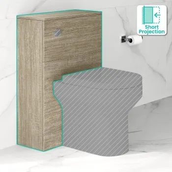 Dawn Oak Slimline Back To Wall Toilet Unit 500mm