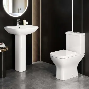 Atlanta Rimless Close Coupled Toilet & Pedestal Basin Set