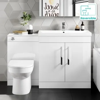 Avon Gloss White Combination Vanity Basin and Miami Toilet 1300mm
