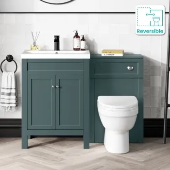 Bermuda Midnight Green Combination Vanity Basin and Seattle Toilet 1100mm