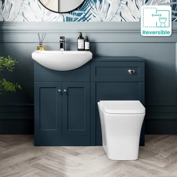 Capri Navy Blue Combination Vanity Basin and Houston Toilet 1050mm - Chrome Handles