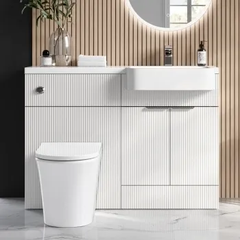 Sicily Fluted Coastal White Combination Vanity Basin and Tucson Toilet 1200mm - Chrome Handles - Right Handed