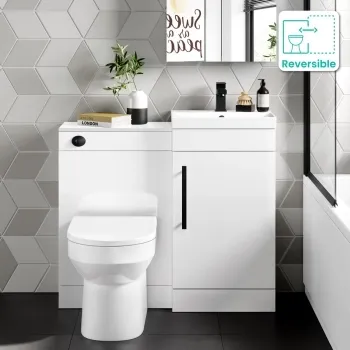 Avon Gloss White Combination Vanity Basin and Miami Toilet 950mm - Black Accents