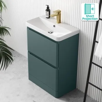 Corsica Midnight Green Slimline Basin Drawer Vanity 600mm