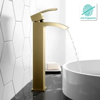 Brora Brushed Brass High Rise Basin Mixer Tap