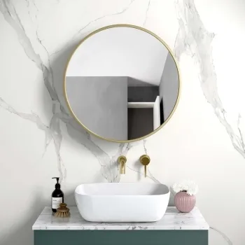 Mollie Matt Brass Round Mirror Cabinet 600mm
